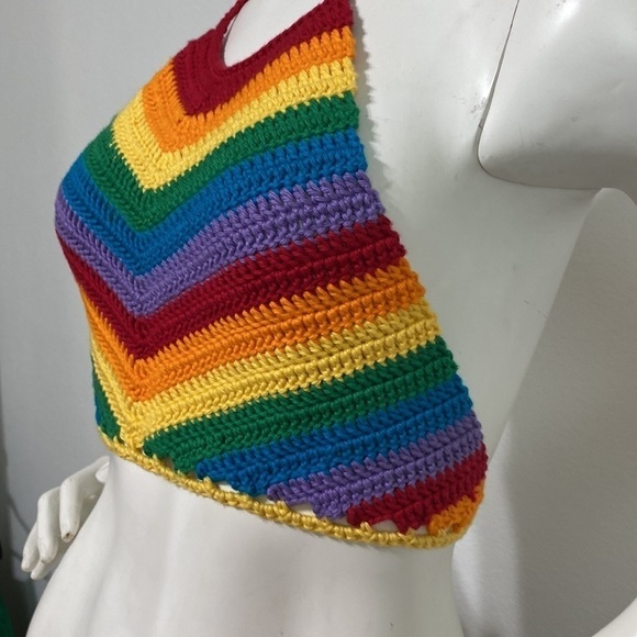 Hand Made Crochet Pride Crop Top - Picture 2 of 5
